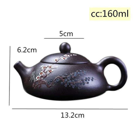 Handcrafted Authentic Purple Clay Teapot - 160ml Elegant Chinese Teapot for Ceremonial Tea and Special Gifting