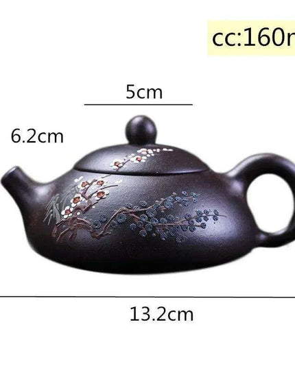 Handcrafted Authentic Purple Clay Teapot - 160ml Elegant Chinese Teapot for Ceremonial Tea and Special Gifting