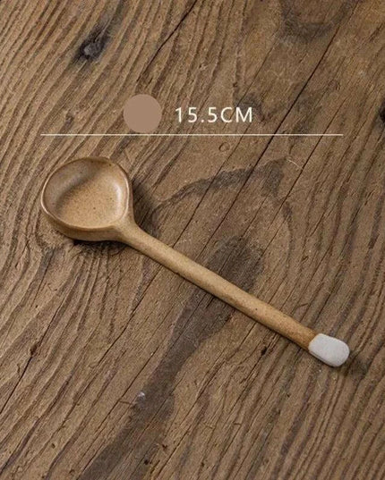 Elegant Long-Handled Japanese Ceramic Spoon - Enhance Your Culinary Presentations