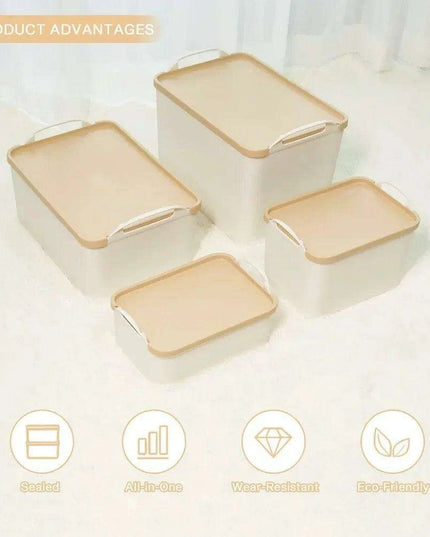 Versatile 8-Piece White Plastic Storage Bins Set for Ultimate Organization