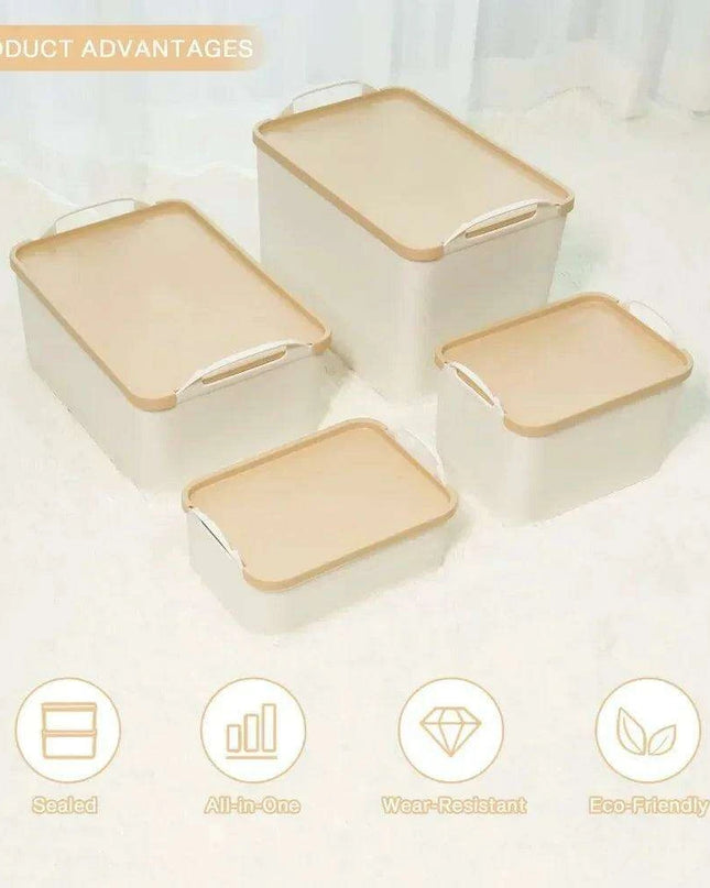 Versatile 8-Piece White Plastic Storage Bins Set for Ultimate Organization