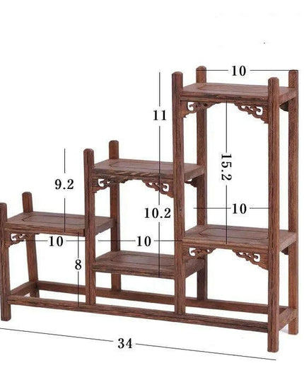 Handcrafted Wooden Display Stand for the Traditional Kung Fu Tea Ceremony
