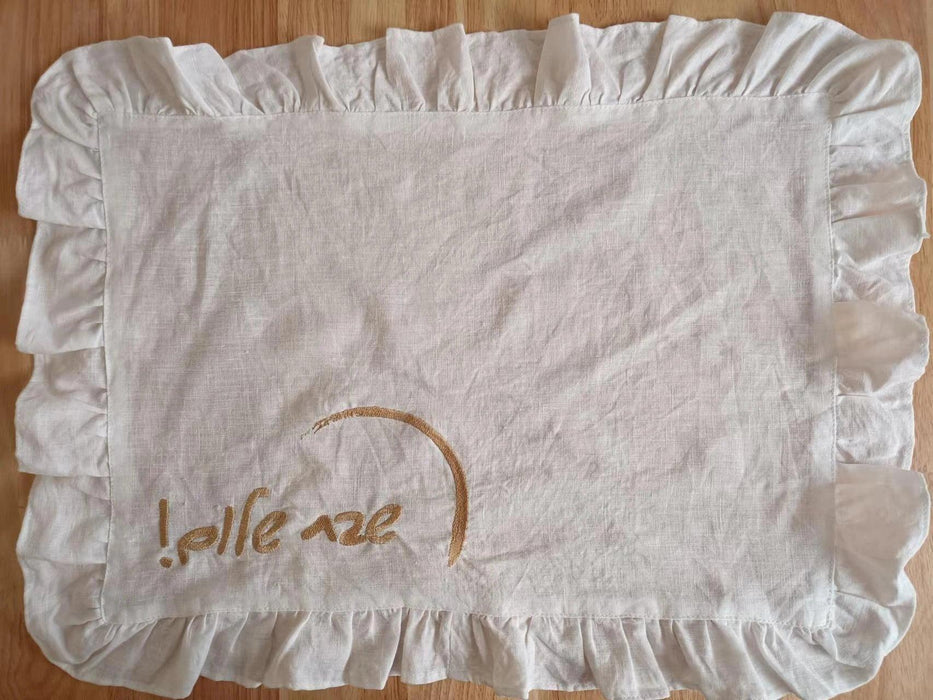 Custom Embroidered Linen Napkin Set - Luxurious Monogrammed Elegance for Any Event