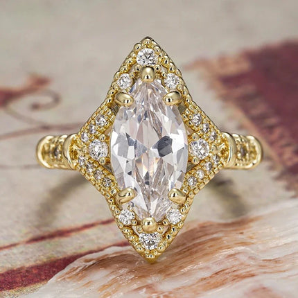 Huitan Sparkling Cubic Zirconia Engagement Ring - Elegant Wedding Jewe