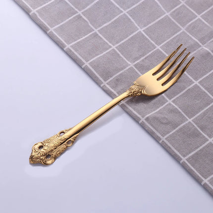 Gold Vintage Stainless Steel Cutlery, Individual Pieces | Très Elite