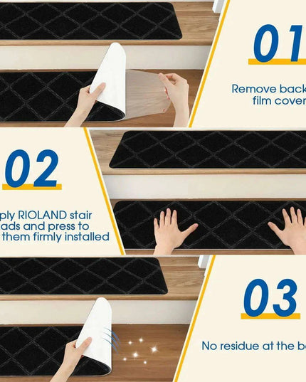 SafetyStep Cushioned Non-Slip Stair Tread Mats - Water-Absorbent Safety Solution