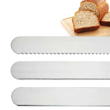 Bakery Master Professional Grade Stainless Steel Bread Slicing Knife Set with Ergonomic Wooden Handles