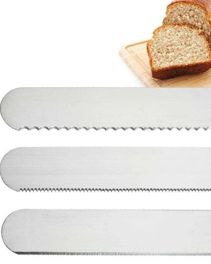 Bakery Master Professional Grade Stainless Steel Bread Slicing Knife Set with Ergonomic Wooden Handles