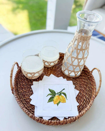 Elegant Lemon Lace Cocktail Napkin - Personalize Your Table with Style