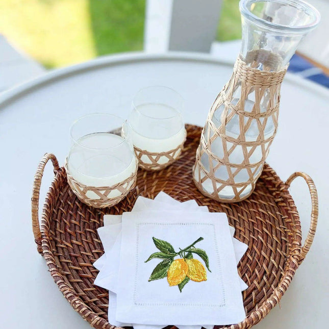 Elegant Lemon Lace Cocktail Napkin - Personalize Your Table with Style