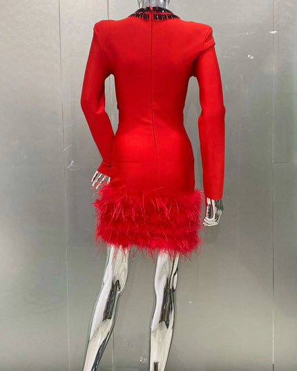 Glamorous Beaded Bodycon Mini Dress for Festive Occasions