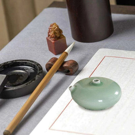 Artisan Water Drop Ceramic Inkstone for Creative Inspiration