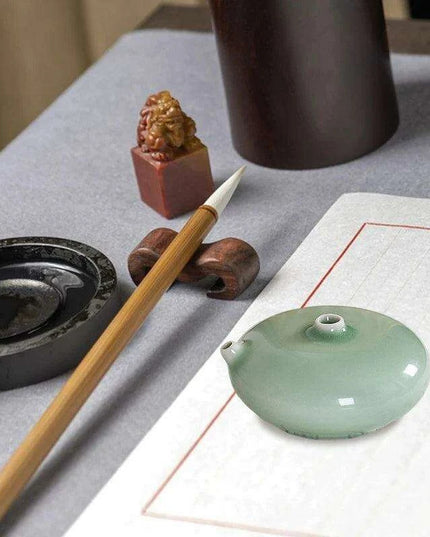 Artisan Water Drop Ceramic Inkstone for Creative Inspiration