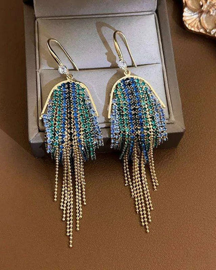Sparkling Rhinestone and Tassel Earrings - Elegant Fashion Accent