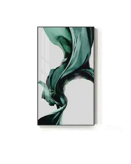 Vibrant Green Silk Abstract Canvas Artwork - Contemporary Wall Decor