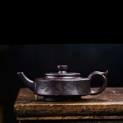 Artisan Yixing Purple Clay Teapot - Mesmerizing Floating Flower Kung Fu Tea Set, 280ml Capacity