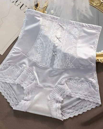 Vintage Charm High-Waisted Antibacterial Women's Briefs with Satin Touch and Bow Detail