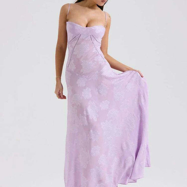 Stunning Backless A-line Maxi Dress with Adjustable Straps – Ideal for Celebratory Events & Summer Gatherings