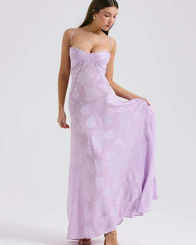 Stunning Backless A-line Maxi Dress with Adjustable Straps – Ideal for Celebratory Events & Summer Gatherings