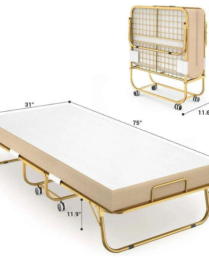 Luxurious Gold Folding Memory Foam Rollaway Bed for Adults