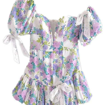 Chic Floral One-Shoulder Mini Dress with Vintage Appeal