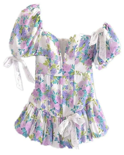 Chic Floral One-Shoulder Mini Dress with Vintage Appeal