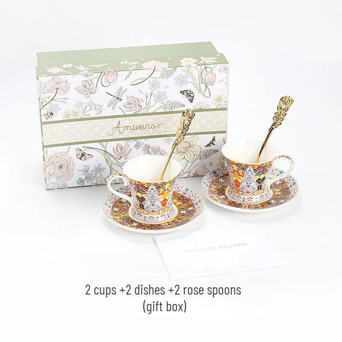Regal Palace-Inspired Bone China Tea Set with Exquisite Ceramic Cups and Saucers