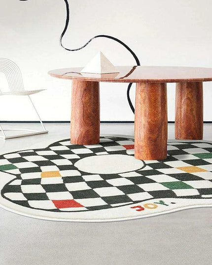 Retro Chic Checkerboard Plush Area Rug - Luxurious Home Enhancement