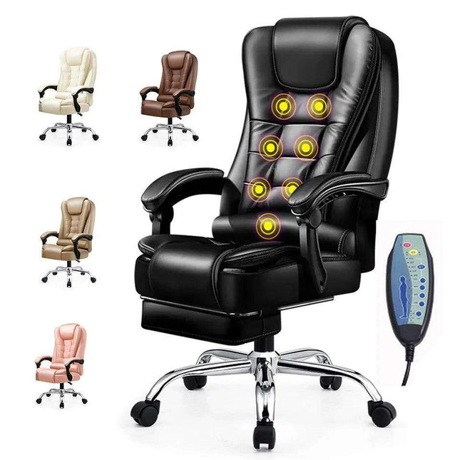 Premium Comfort Leather Massage Swivel Recliner for Enhanced Workspace Relaxation