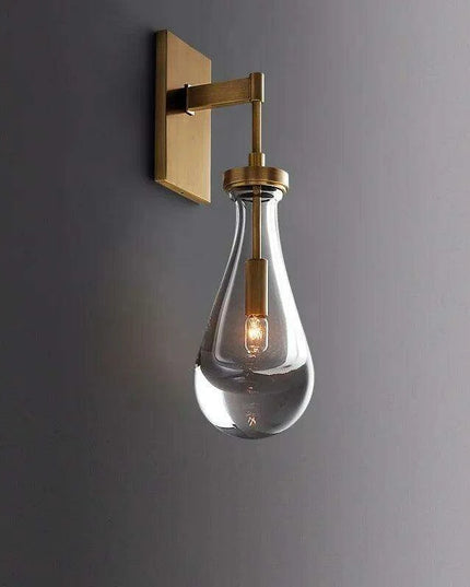 Luxurious Copper Finish Crystal Water Droplet LED Wall Light - Nordic Modern Design