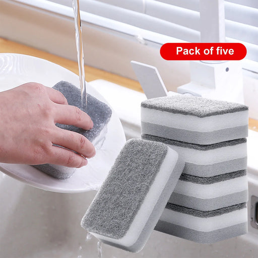 Heavy-Duty Dual-Sided Dishwashing Scrub Sponges - Eco-Friendly Cleaning Set