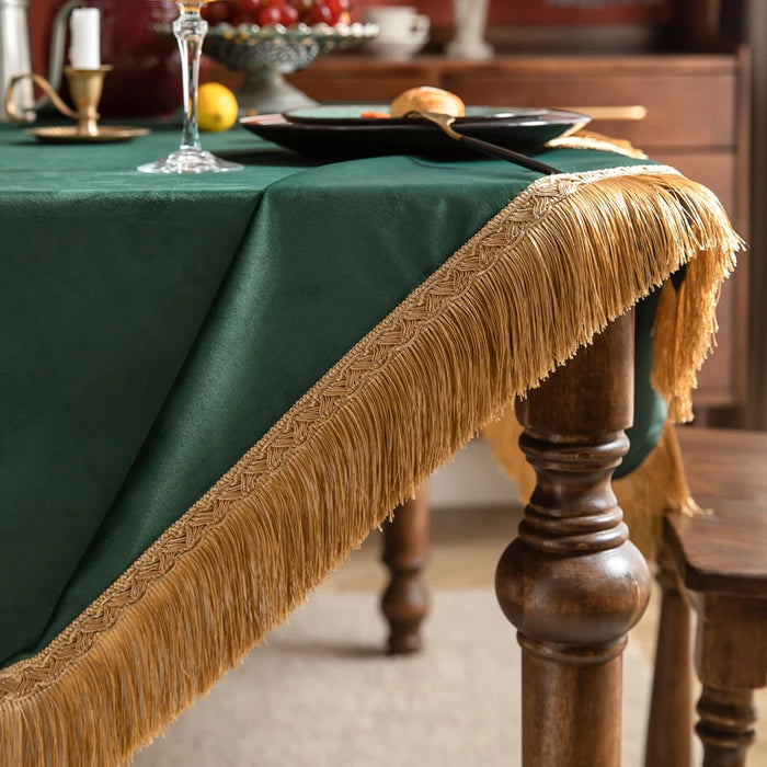 Velvety Tassel Table Linens in Opulent Shades