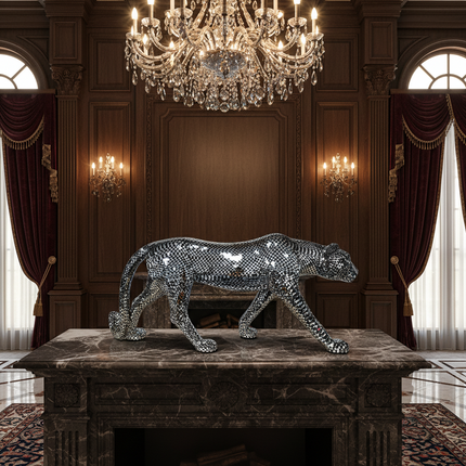 Metallic Leopard Sculpture Figurine — 82cm, 4 Finishes