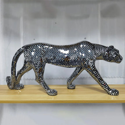 Metallic Leopard Sculpture Figurine — 82cm, 4 Finishes