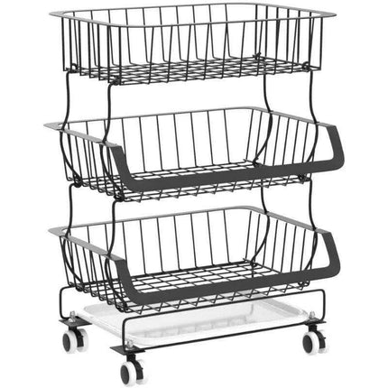 Elegant 3-Tier Rolling Storage Cart - Modern Organizer for Home and Kitchen