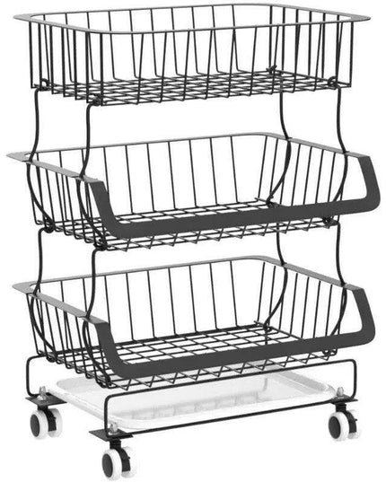 Elegant 3-Tier Rolling Storage Cart - Modern Organizer for Home and Kitchen