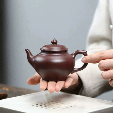 Handcrafted 170ML Purple Clay Teapot with Integrated Strainer - Authentic