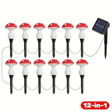 Solar Mushroom Garden Ground Light | 8 & 12 LED, 8 Lighting Modes, Warm White
