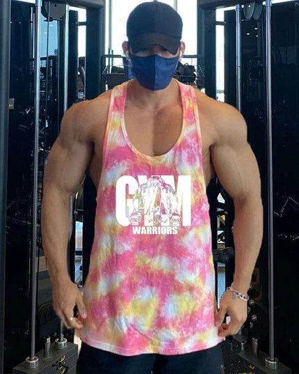 Men's Camouflage Y-Back Stringer Tank - Stylish Fitness Top for Gym and Bodybuilding