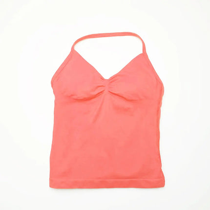 NCLAGEN Women's Longline Strappy Yoga Vest with Open Back for Fitness