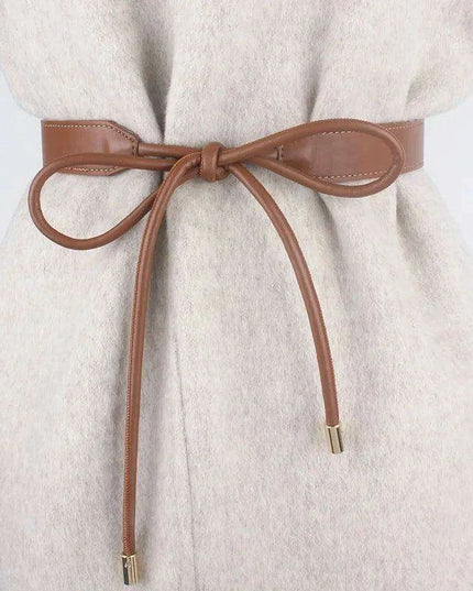 Chic Women's Leather Waist Belt with Stylish Knot Accent