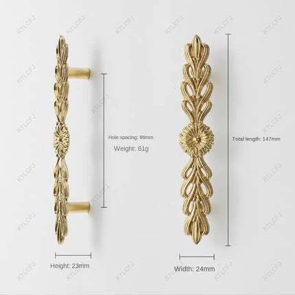 Luxury Pure Copper Floral Cabinet & Drawer Handle
