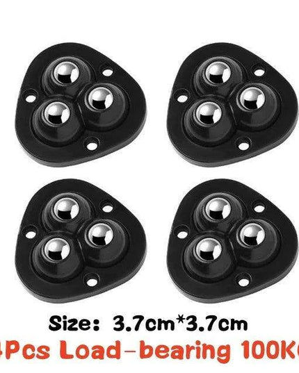 4-Pack Premium Heavy Duty Stainless Steel Furniture Casters with 360° Mobility and Easy Peel-and-Stick Installation (Load Capacity: 20/200Kg)