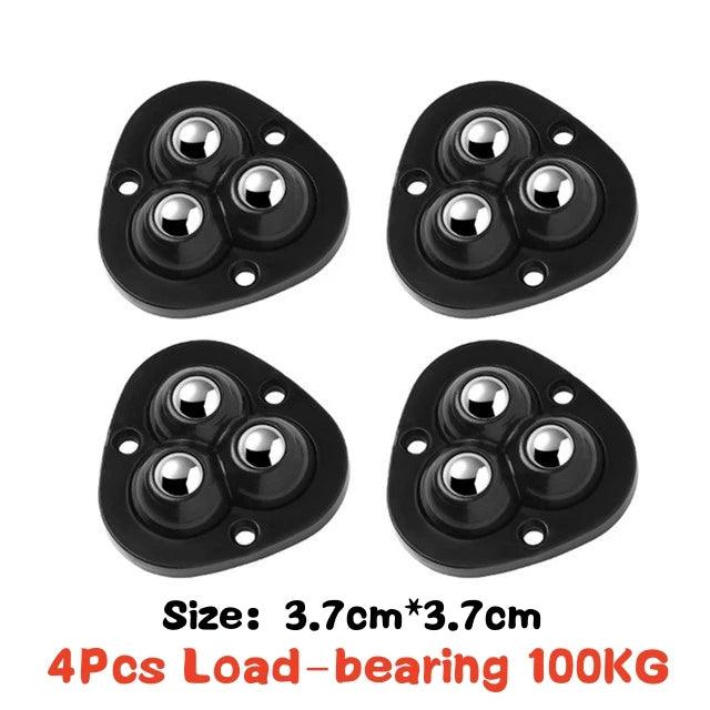 4-Pack Premium Heavy Duty Stainless Steel Furniture Casters with 360° Mobility and Easy Peel-and-Stick Installation (Load Capacity: 20/200Kg)