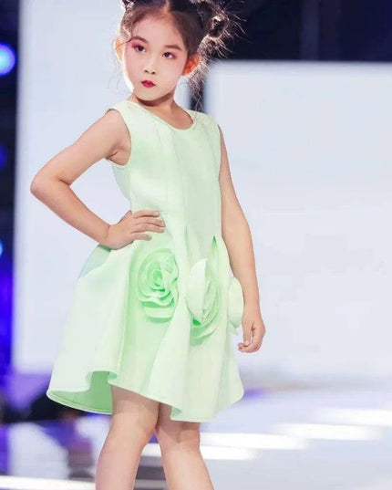 Sunny Yellow Floral Children's One-Piece Dress - Ideal for Weddings and Celebrations