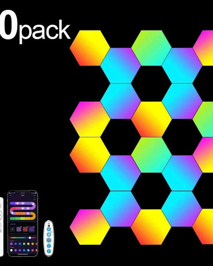 RGB Hexagonal Music Sync Wall Panels - Transform Your Space with Dynamic Lighting for Gaming and Relaxation