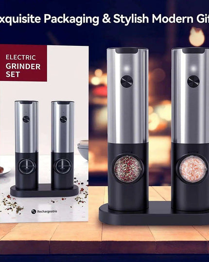 One-Handed USB Rechargeable Electric Spice Grinder Set with Adjustable Coarseness