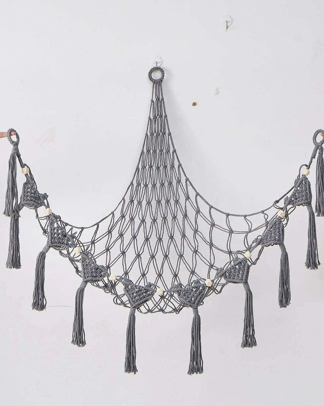 Stylish Bohemian Macrame Toy Storage Hammock with Chic Design