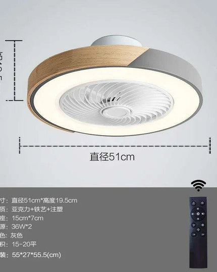 Modern Wooden Ceiling Fan with Remote Control & Adjustable LED Lighting