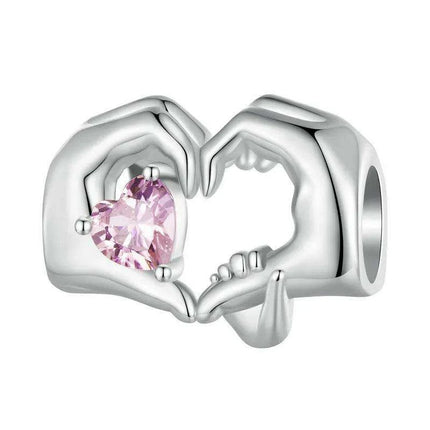 Eternal Bond: 925 Sterling Silver Baby Footprint Heart Charm Pendant